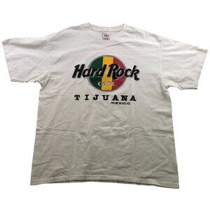 Hard Rock Cafe Men Tijuana Mexico T-Shirt Large Classic White Graphic Tee Casual